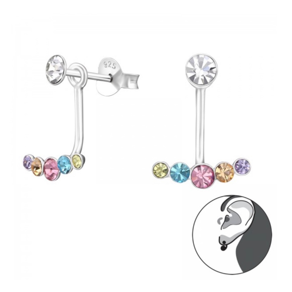 925 Sterling Silver Rainbow Ear Jacket